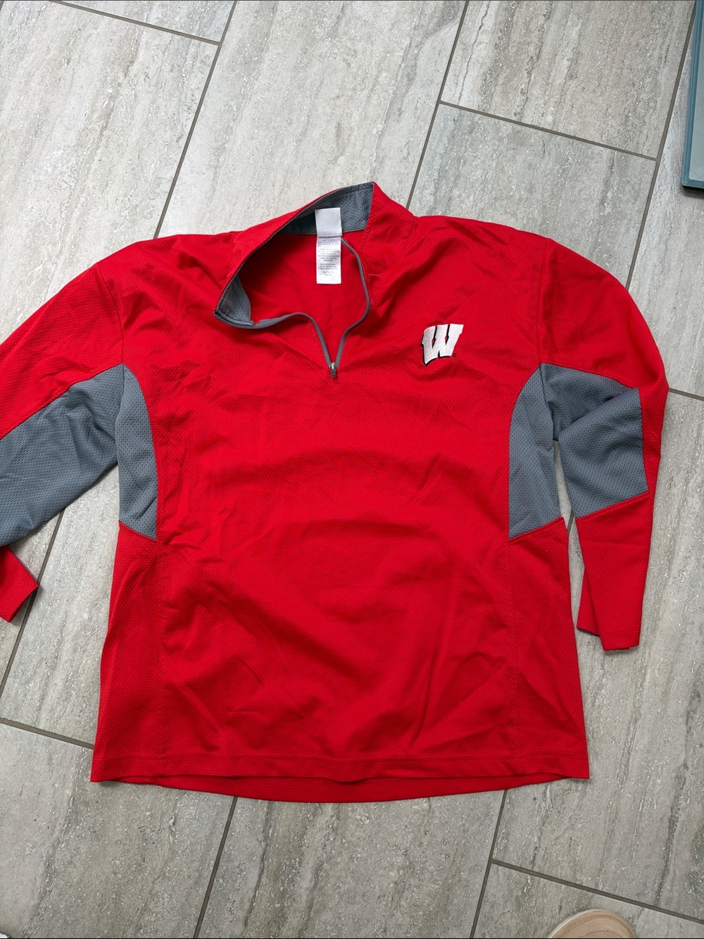 Pro Edge Red and Gray Quarter-Zip Pullover with Logo